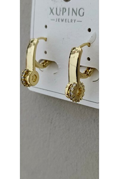 XUPING JEWELRY Xuping Steel Earrings Gold Zircon Stone Women's Minimal Anti-Allergic Water-Resistant Minimal Earrings