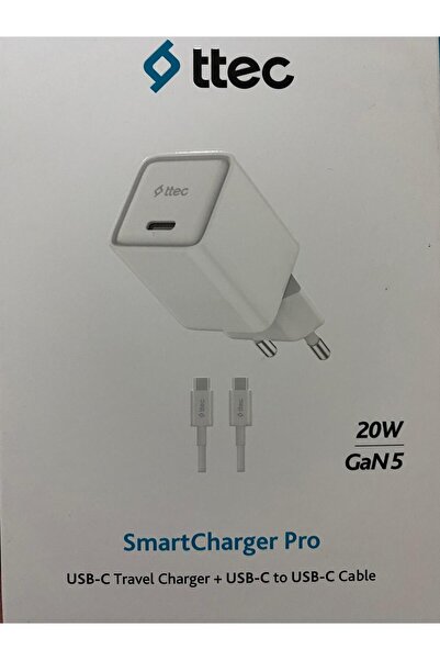Ttec 2TC20CB Ttec SmartCharger 20W PD GAN Seyahat HızlıŞarj Aleti+USB-C-USB-C 3A 120cm60W hızlışarj kablo