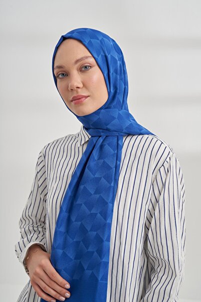 ARMANDA Geometric Pattern Shawl 3120- Cobalt