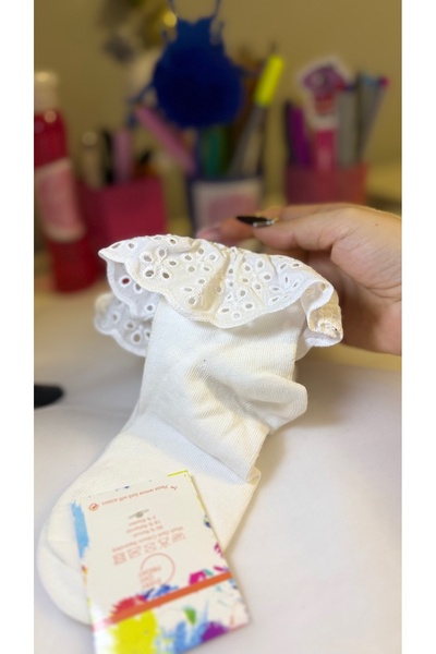 BRIDEIST WEDDING CO White Lace Ruffled Children's Socks Cotton Soft Breathabl...