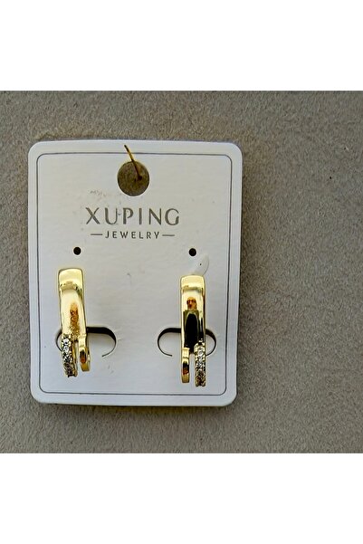 XUPING JEWELRY Xuping Steel Earrings Gold Zircon Stone Women's Minimal Anti-A...