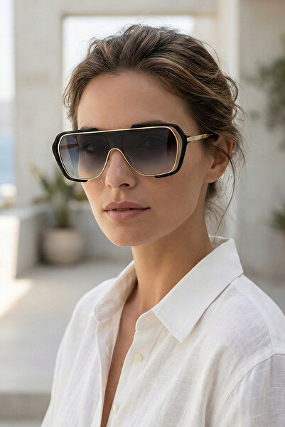 Kapin Wire Rectangular Sunglasses - Black Gradient