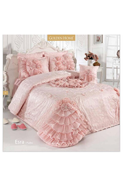 GOLDEN HOME Premium 4-Piece Bed Linen Set with Ruffles - Elegant Design, 260x...