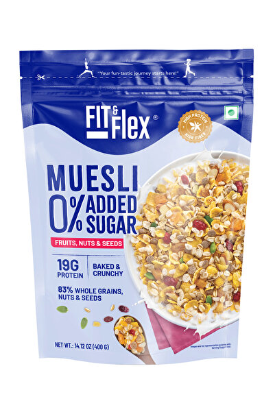 FIT and FLEX Muesli 0% Added Sugar |19GR Protien |83% Whole Grain Zero Artifi...
