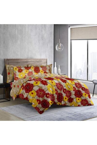 Violet Double Comforter Set with Movable Filling - Fiore Red