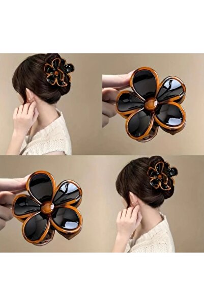 Monalisa Kadın Siyah Papatya Mandal Toka Büyük Boy 9 CM