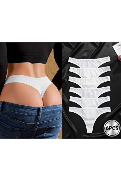 Estilo Lingerie 6-Piece Cotton Basic Normal Waist Brazilian String Panties, D...