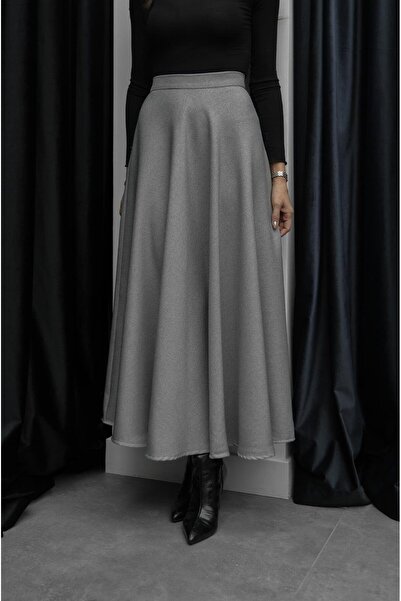 Havoş Сіра спідниця з високою талією та розкльошеним кроєм