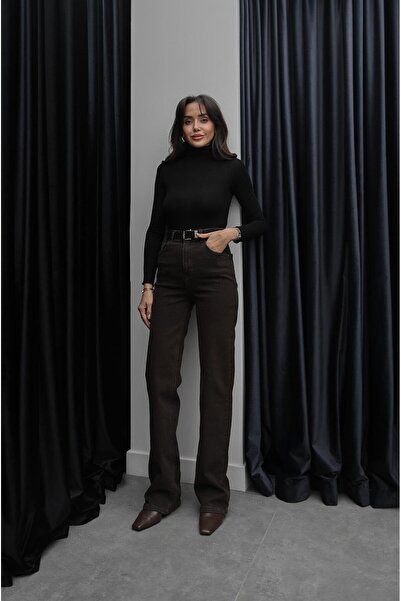 Havoş Кафяви дънки с прав крак и колан