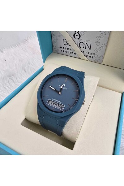 benon (Bennon) Men's Casual Watch - Dual System (Analog and Digital) - Navy Blue