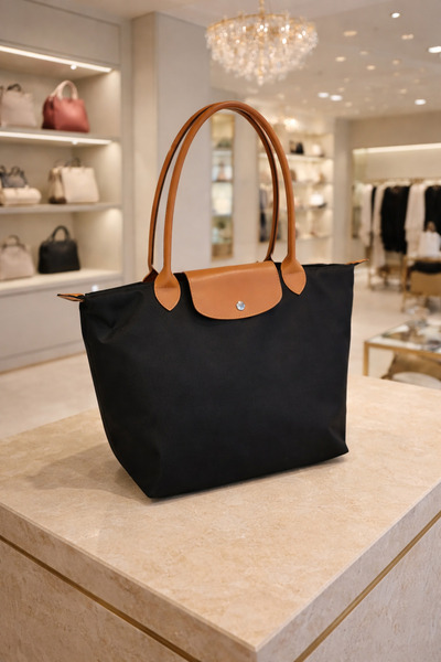 ValoriaHome Kadın Kahverengi Katlanabilir El ve Omuz Çantası Büyük Boy Fermua...