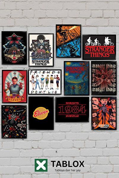 TABLOX 12 Parça Stranger Things Upside Down Netflix Dizi Bilim Kurgu Dekorati...