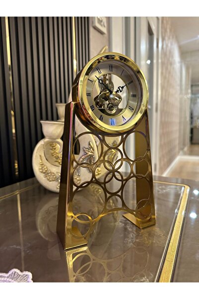 Sleep Nova Gold İskelet Mekanizmalı Dekoratif Masa Saati – Retro Metal Lüks M...