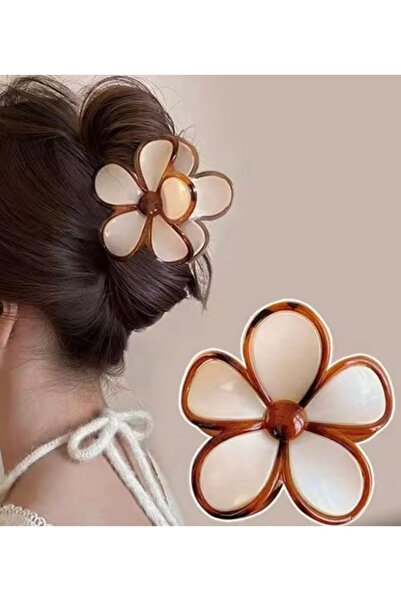 Monalisa Kadın Krem Papatya Mandal Toka Büyük Boy 9 CM