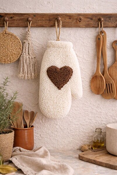 Cherry Bloom Cotton Kalpli Bohem Fırın Eldiveni Teddy Kumaş