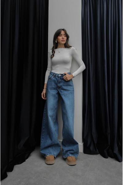 Havoş Blue Puddle Effect Wide Leg Jeans