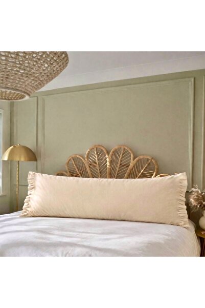 Cherry Bloom Cotton Ruffled Cotton Beige Long Pillowcase 50X135 cm