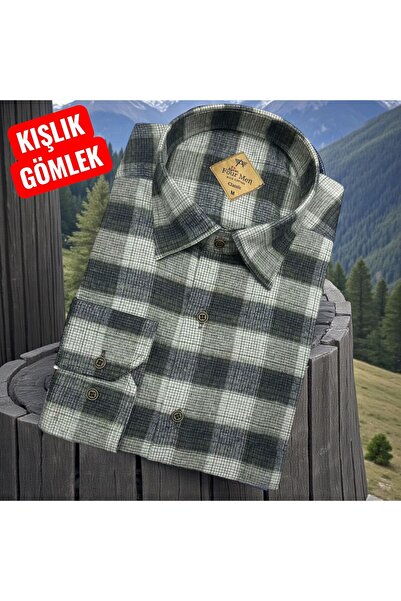 ALMİNA 100% Cotton Pocket Flannel Shirt
