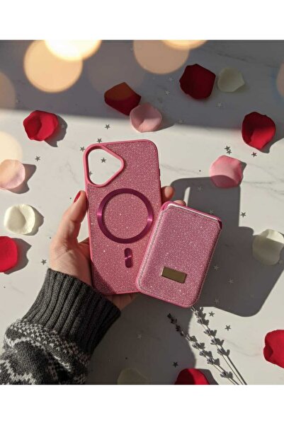 KumOziShop iPhone 16 Uyumlu MagSafe ve Mıknatıs Özellikli Taşlı Cüzdanlı Prem...