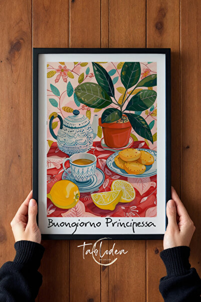 tablodea Ιταλικό στυλ με θέμα το τσάι λεμονιού, Ιταλικό γραφικό σχέδιο  "Καλη...