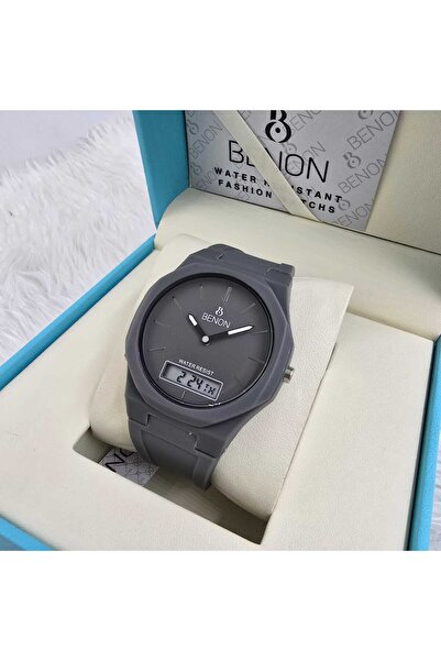 benon (Bennon) Men's Casual Watch - Dual System (Analog and Digital) - Gray C...