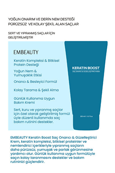 Embeauty Keratin Boost Onarıcı Dolgunlaştırıcı Saç Bakım Kremi 200 ml