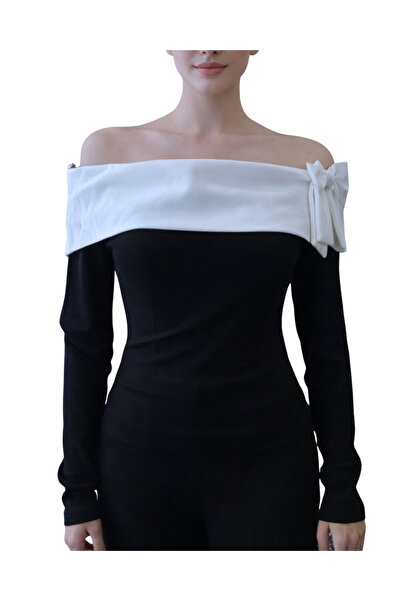 Qualia Butik Women's Accessory Detailed Madonna Collar Blouse