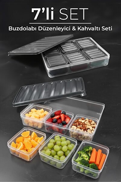 EVİMDM 7-Piece Refrigerator Organizer Breakfast Set – Compartmented Storage C...