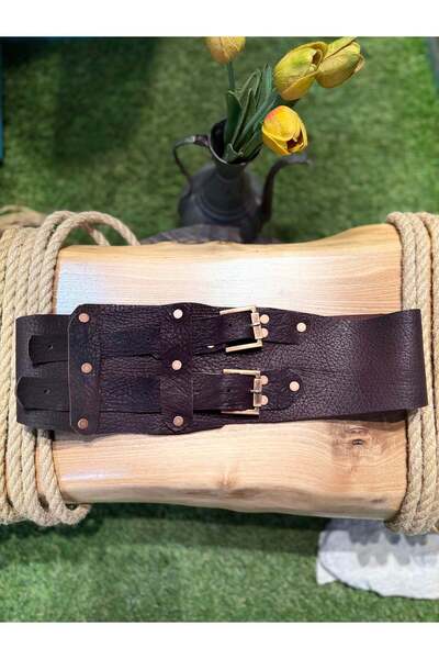 Yılday Gür Butik Barney Çift Kayışlı Deri Kemer