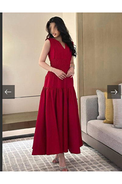 Razan Fashion Attractive and elegant red midi dress for women