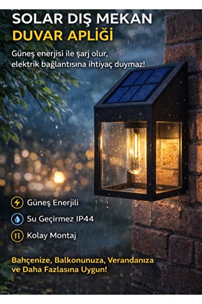 Home Solar Dış Mekan Aplik Güneş Enerjili IP44 Suya Dayanıklı Bahçe Balkon Du...
