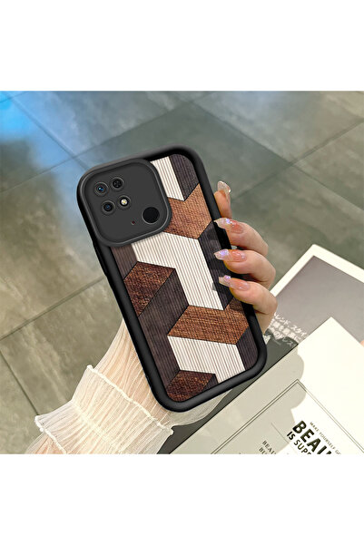 CASEVIBE Redmi 10C Uyumlu, şık kaplama ahşap desenli silikon telefon kılıfı