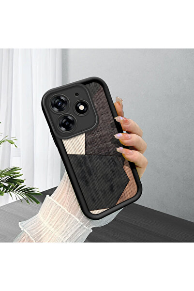 CASEVIBE Tecno Spark 10 Pro Uyumlu, şık kaplama ahşap desenli silikon telefon...