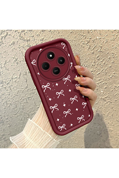 SLIMFELT Redmi 14C 4G Uyumlu Trendy Kaliteli Bordo Renk Kurdele Silikon Kılıf...