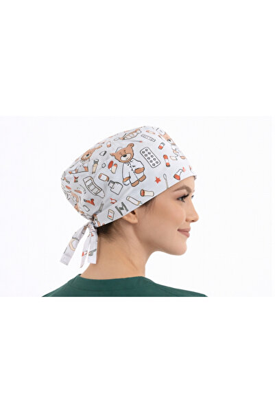 AYSİMA MEDİKAL Desenli Cerrahi Bone – %100 Pamuk – Ayarlanabilir Bağlamalı – Nefes Alan – Unisex