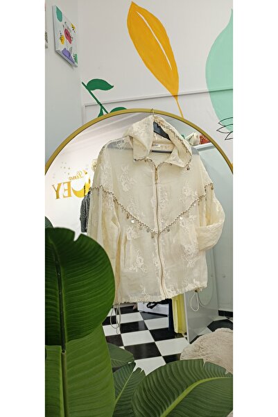 Butik İtalyan keten kapşonlu Bluz