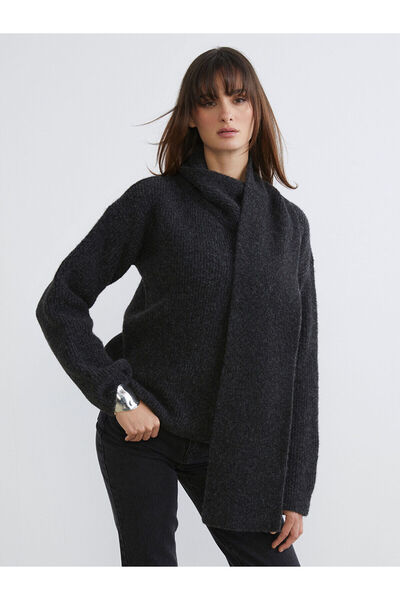 LC Waikiki Özmarka New Season Shawl Collar Women's Knitwear Sweater