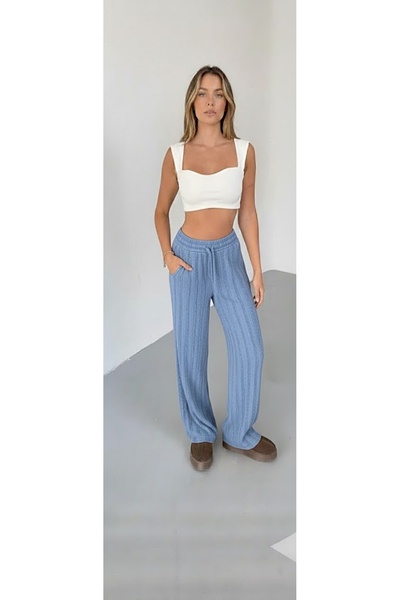 THEBEK Winter Ruffle Modal Pocket Plazzo Pants