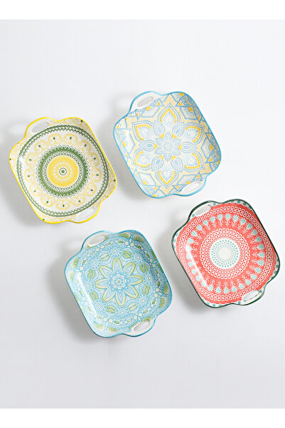 Shuer 4-Piece Hand-Painted Plates Multicolour 23.7x19.6x5.2cm