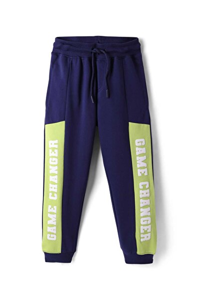 Pine kids Knit Full Length Lounge Pant With Game Changer Print - Navy Blue