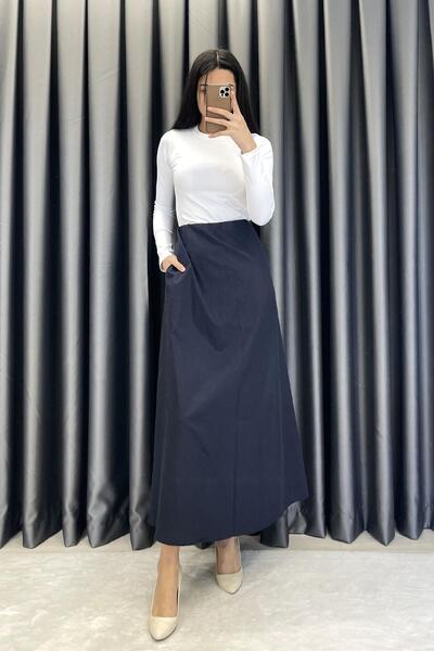 Mzr Collection Φούστα με Πλαϊνές Τσέπες - Μπλε Σκούρο (Navy Blue)
