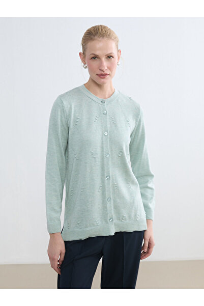 LC Waikiki Peak New Season Crew Neck Openwork Women's Knitwear Cardigan