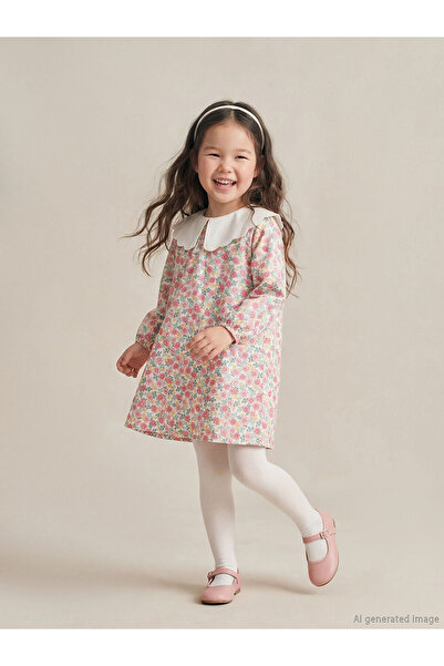LC Waikiki Pink Baby Collar Floral Girl's Dress