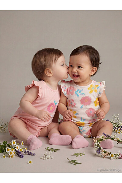 LC Waikiki مجموعة إلسيفا: بدلة أطفال بناتية وردية اللون برقبة دائرية مزينة با...