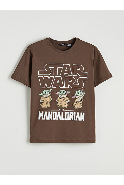 LC Waikiki Maro guler rotund Tricou pentru femei The Mandalorian cu imprimeu