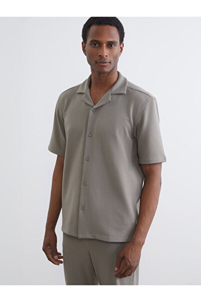 LC Waikiki Green Regular Fit Resort Collar Men's Shirt