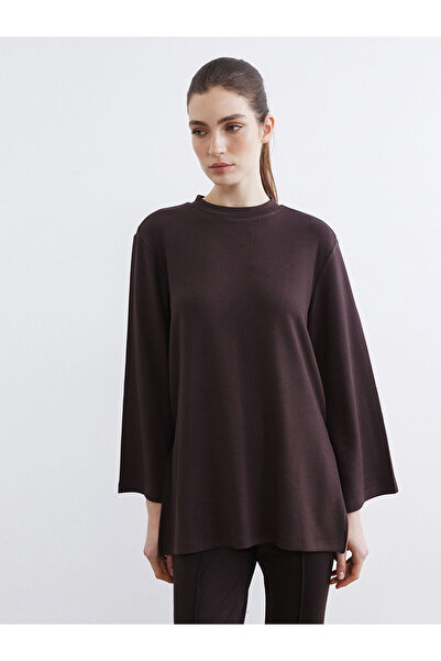 LC Waikiki Brown soft touch Oversized women's sweatshirt tunic