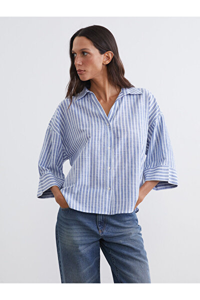 LC Waikiki Peak New Season Striped Oversize Poplin Women's Shirt