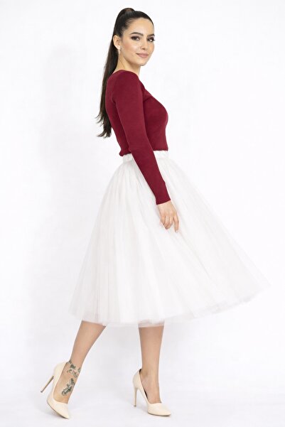 SUNEH Λευκή 3 στρώσεων 65 εκ. μήκος Χνουδωτή γυναικεία φούστα Tutu Φούστα από...