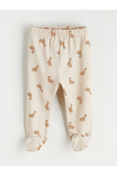 LC Waikiki Beige Dinosaur Patterned Baby Boy Pants